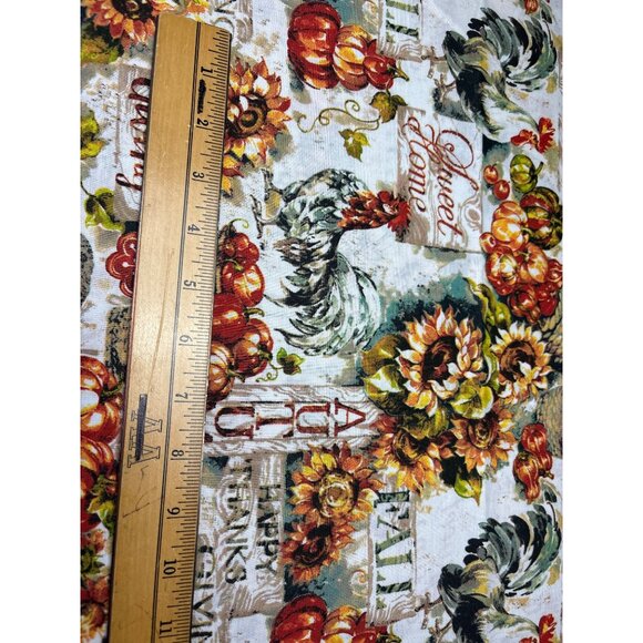 Thanksgiving-Themed Cotton Fabric 25"x44" Joann Roosters Pumpkins Sunflowers Des - Picture 4 of 12